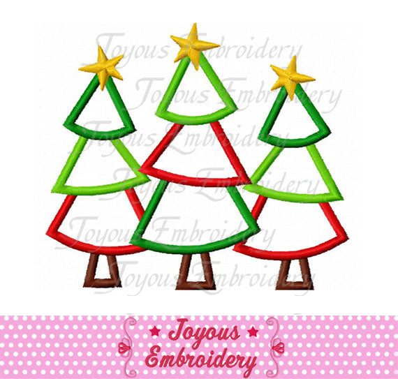 Three Christmas Trees Applique Machine Embroidery Design NO:1873