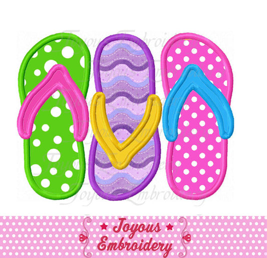 Instant Download Three Flipflops Applique Machine Embroidery Design NO:2330