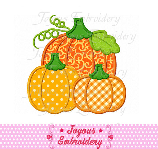 Three Pumpkins Applique Embroidery Design NO:1633