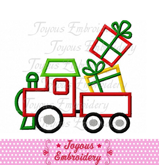 Train Christmas Gift Applique Machine Embroidery Design NO:1876