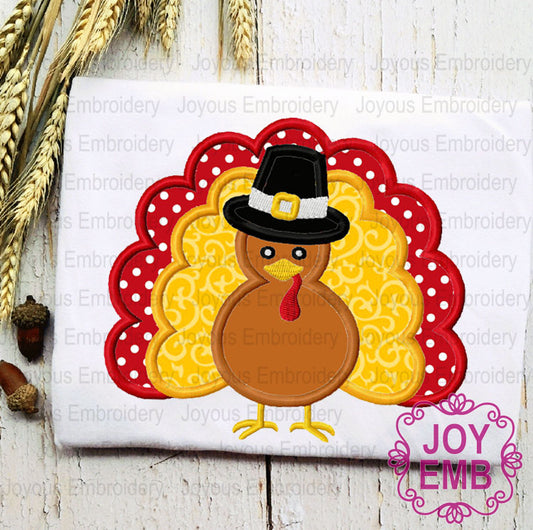 Thanksgiving Turkey Applique Machine Embroidery Design NO:2693