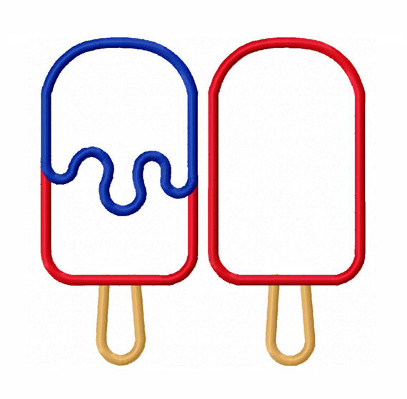 Instant Download Two Popsicles Applique Machine Embroidery Design NO:1334