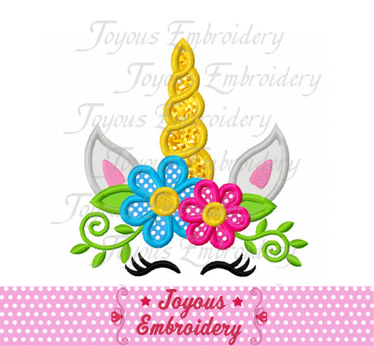 Unicorn Flower Applique Embroidery Design NO:2542