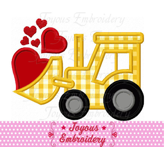 Valentines day Bulldozer Heart Applique Embroidery Design NO:2251