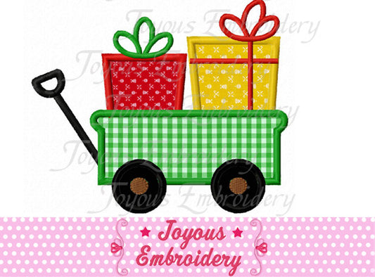 Christmas Wagon Gift Applique Machine Embroidery Design NO:1252