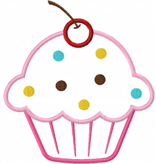 Cupcake Birthday Cake Applique Machine Embroidery Design NO:1133