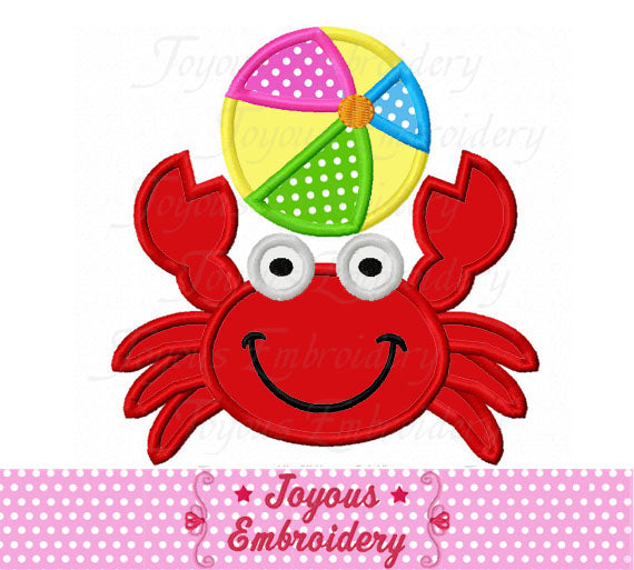 Instant Download Crab With beach ball Applique Embroidery Design NO:2117