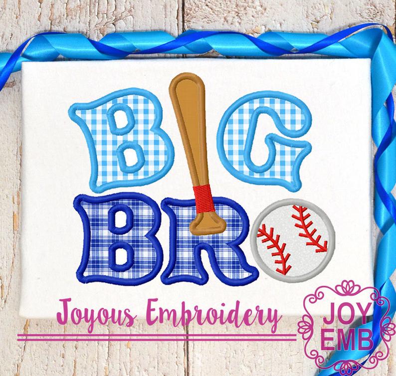 Big Brother With Baseball Applique Machine Embroidery Design NO:1289 ...