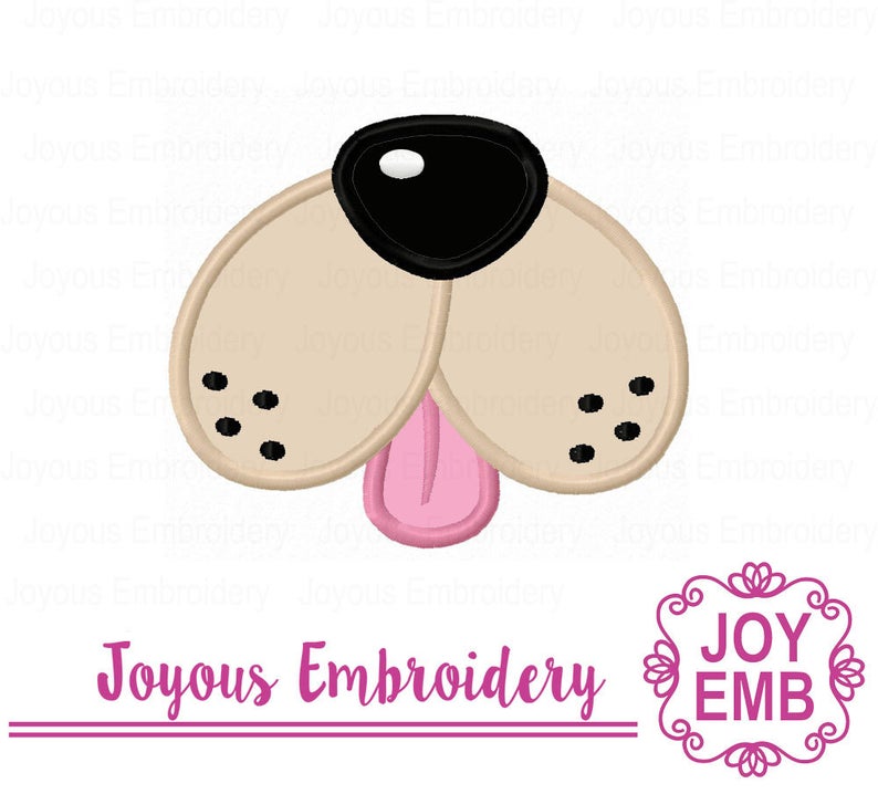 Instant Download Dog Face Applique Machine Embroidery Design
