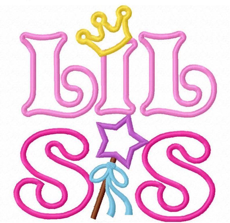 Little Sister With Crown Applique Machine Embroidery Design NO:1288