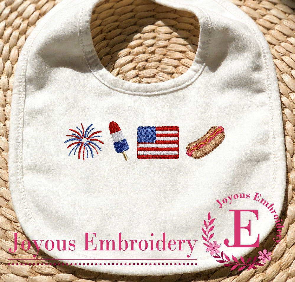 4th of July Mini Patriotic Fireworks Popsicle Flag and Hot Dog Embroidery File