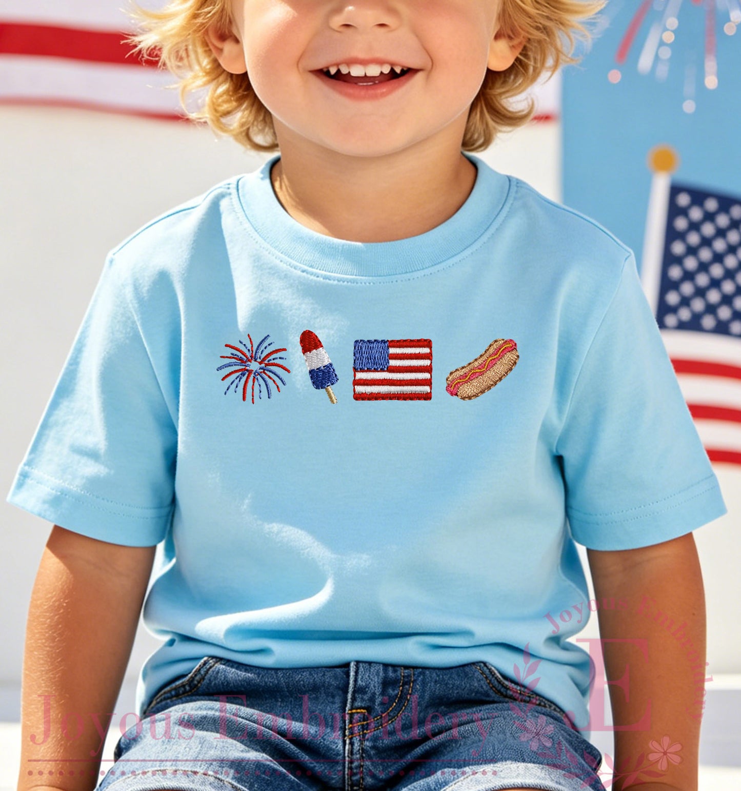 4th of July Mini Patriotic Fireworks Popsicle Flag and Hot Dog Embroidery File