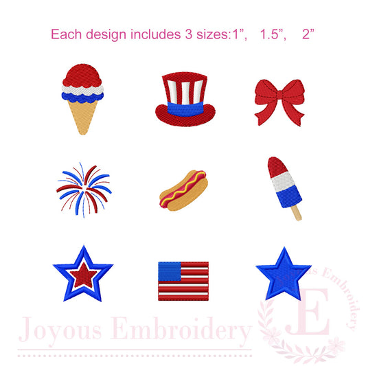 Buid Your Own 4th of July Mini Set Embroidery Design Bundle.*Font is NOT included!*