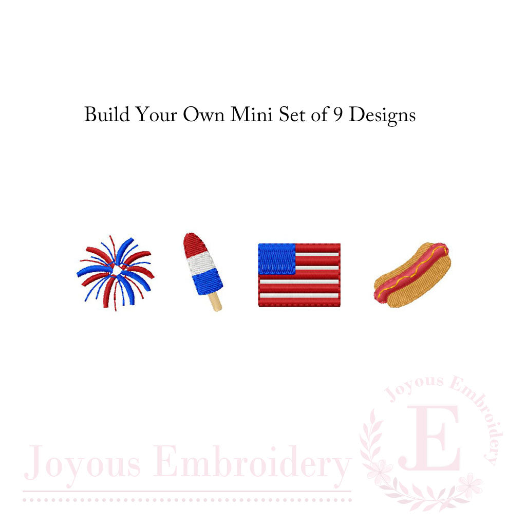 Buid Your Own 4th of July Mini Set Embroidery Design Bundle.*Font is NOT included!*