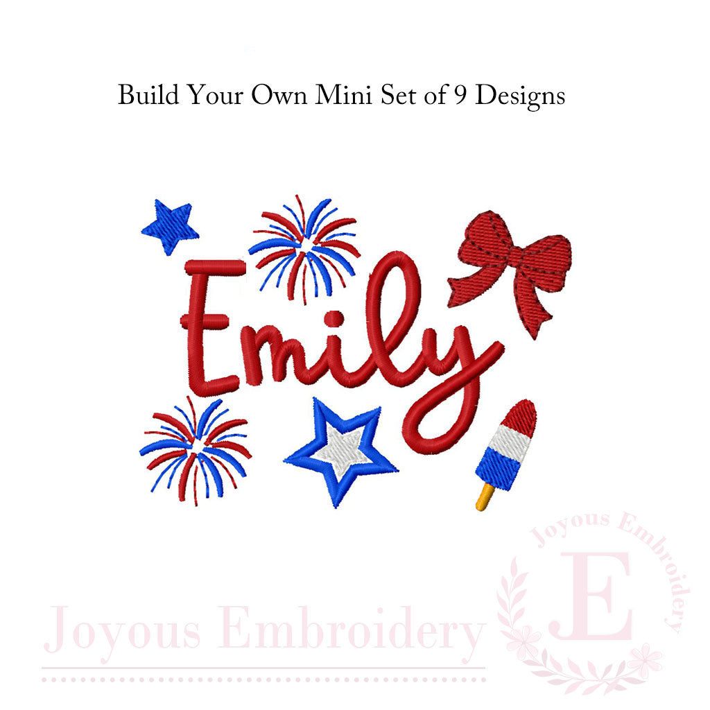 Buid Your Own 4th of July Mini Set Embroidery Design Bundle.*Font is NOT included!*
