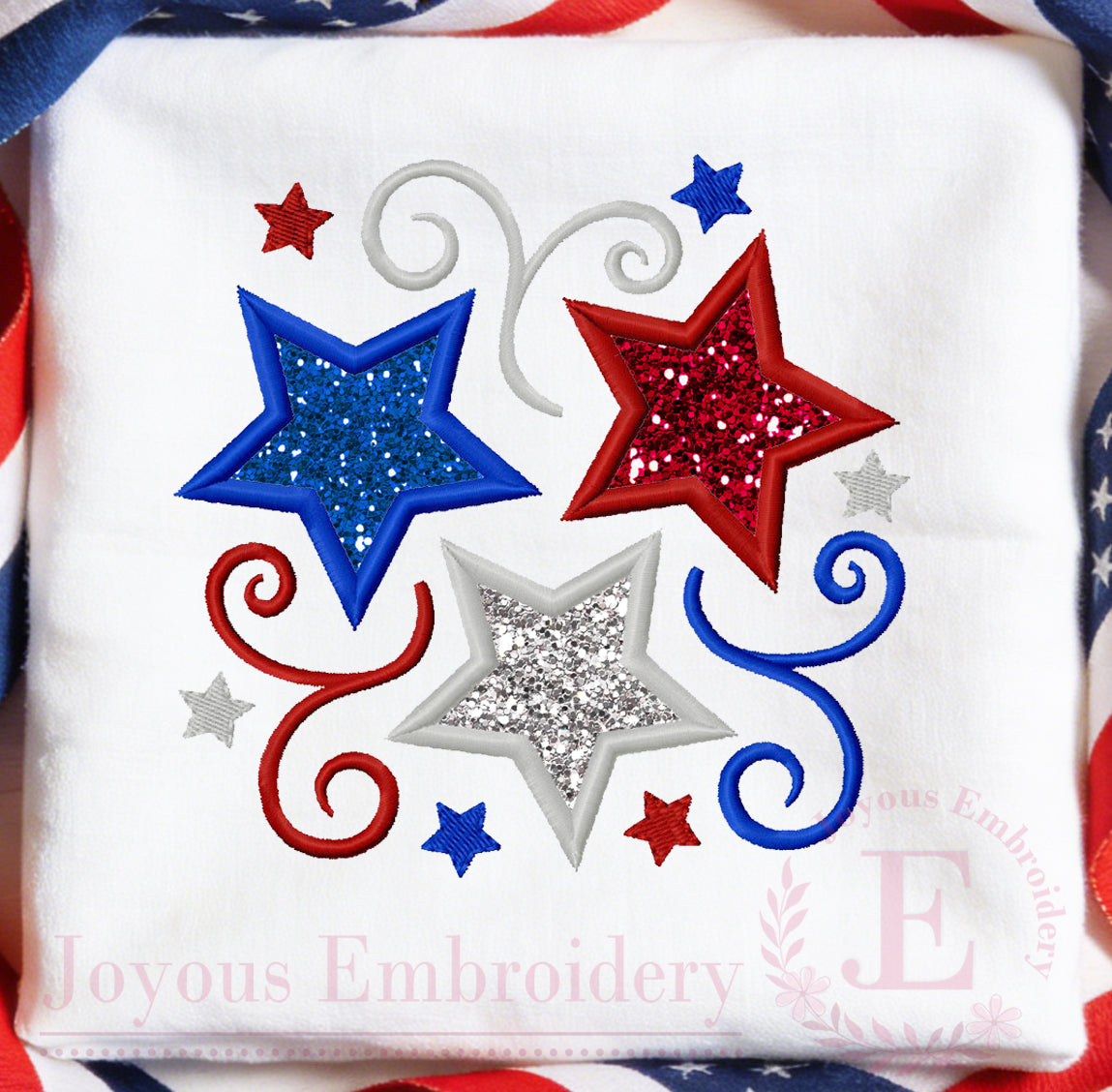 4th of July  Patriotic Star Applique Embroidery Design
