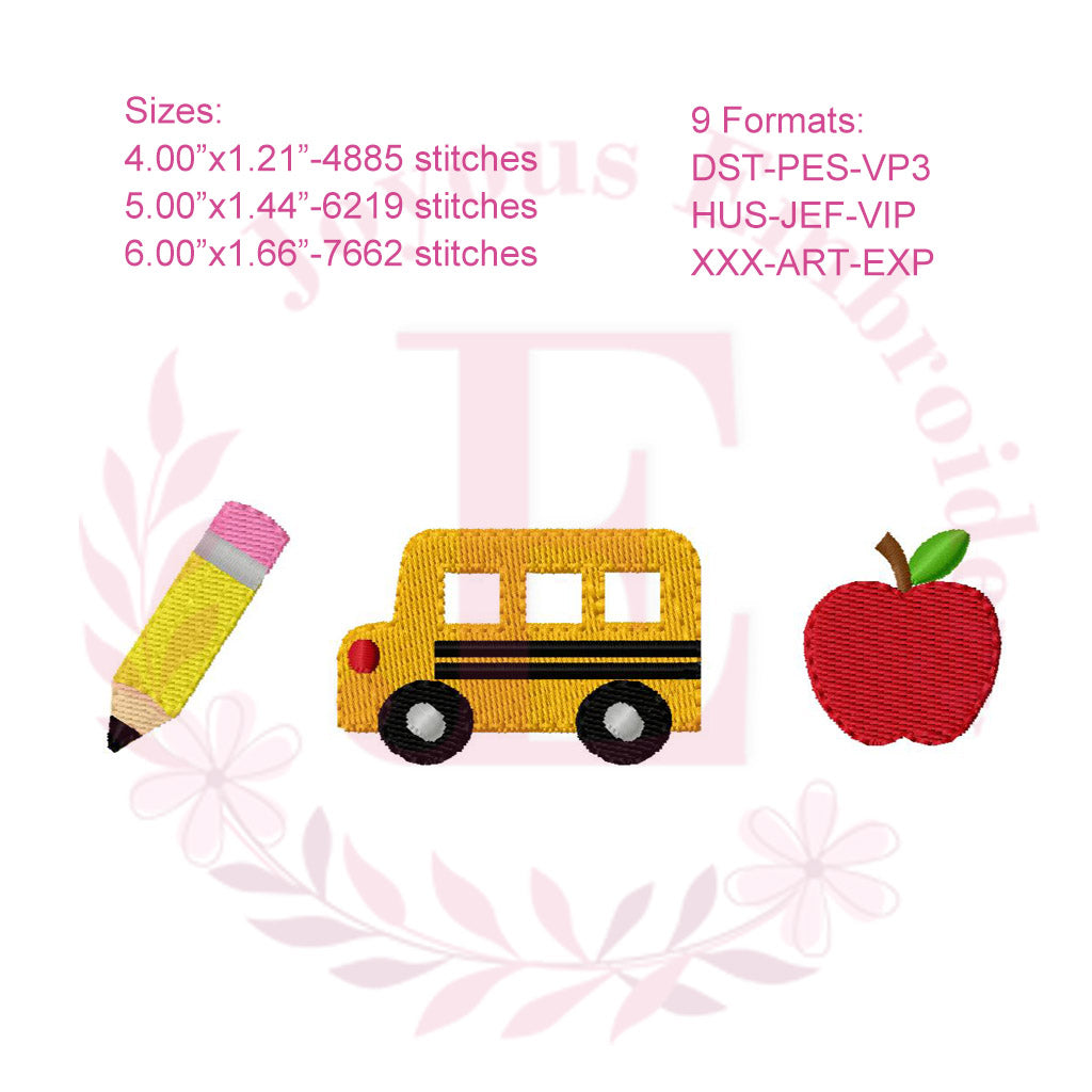 Back To School Trio Embroidery File