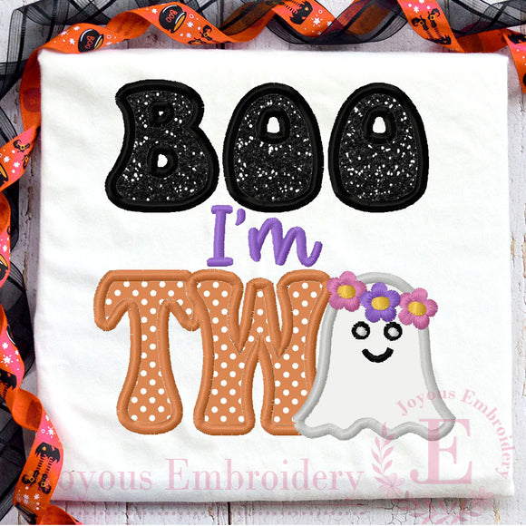 BOO I'm Two ghost EMbroidery Design