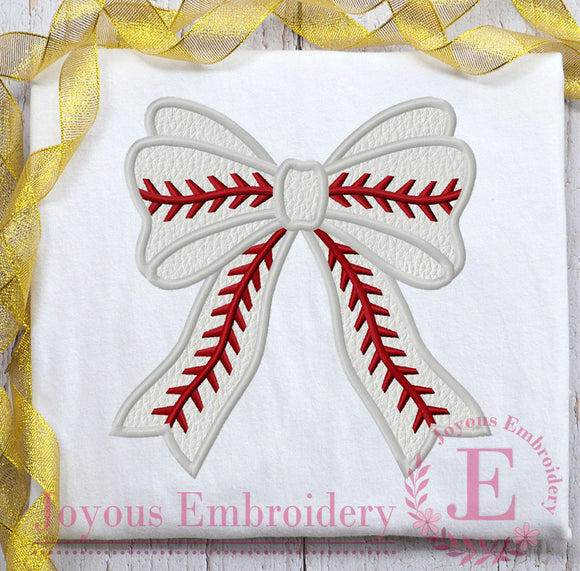 Baseball Bow Applique Embroidery File