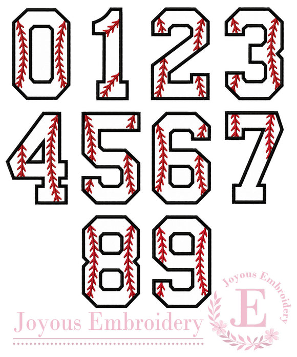 Baseball Numbers Applique Embroidery
