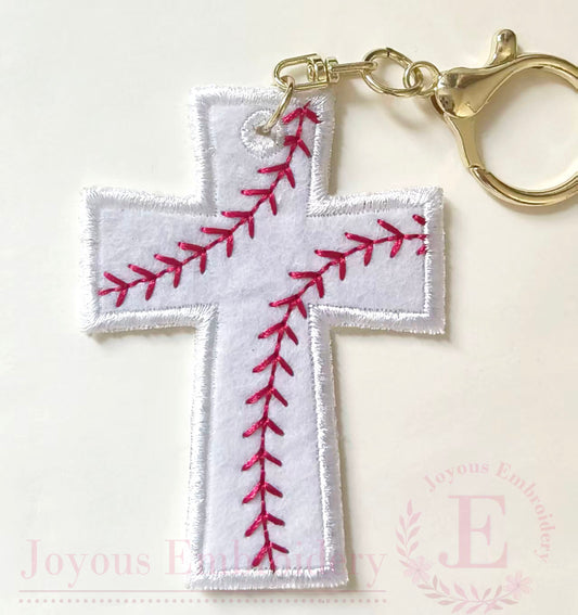 Baseball Cross Tag Applique Embroidery Design