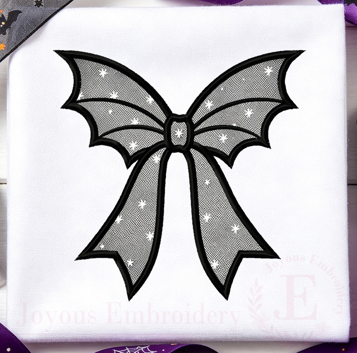 Bat Bow Applique Embroidery Design