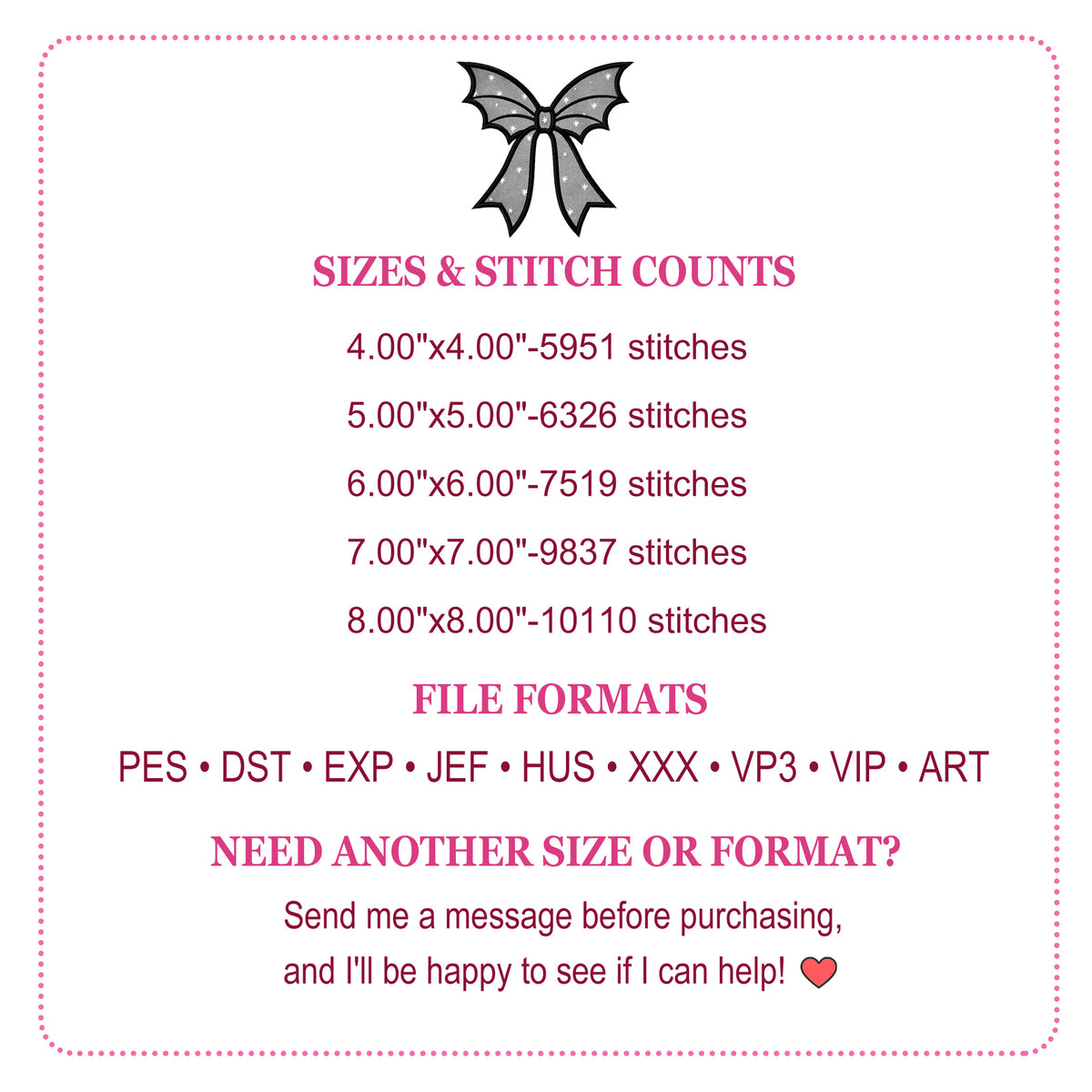 Bat Bow Applique Embroidery Design