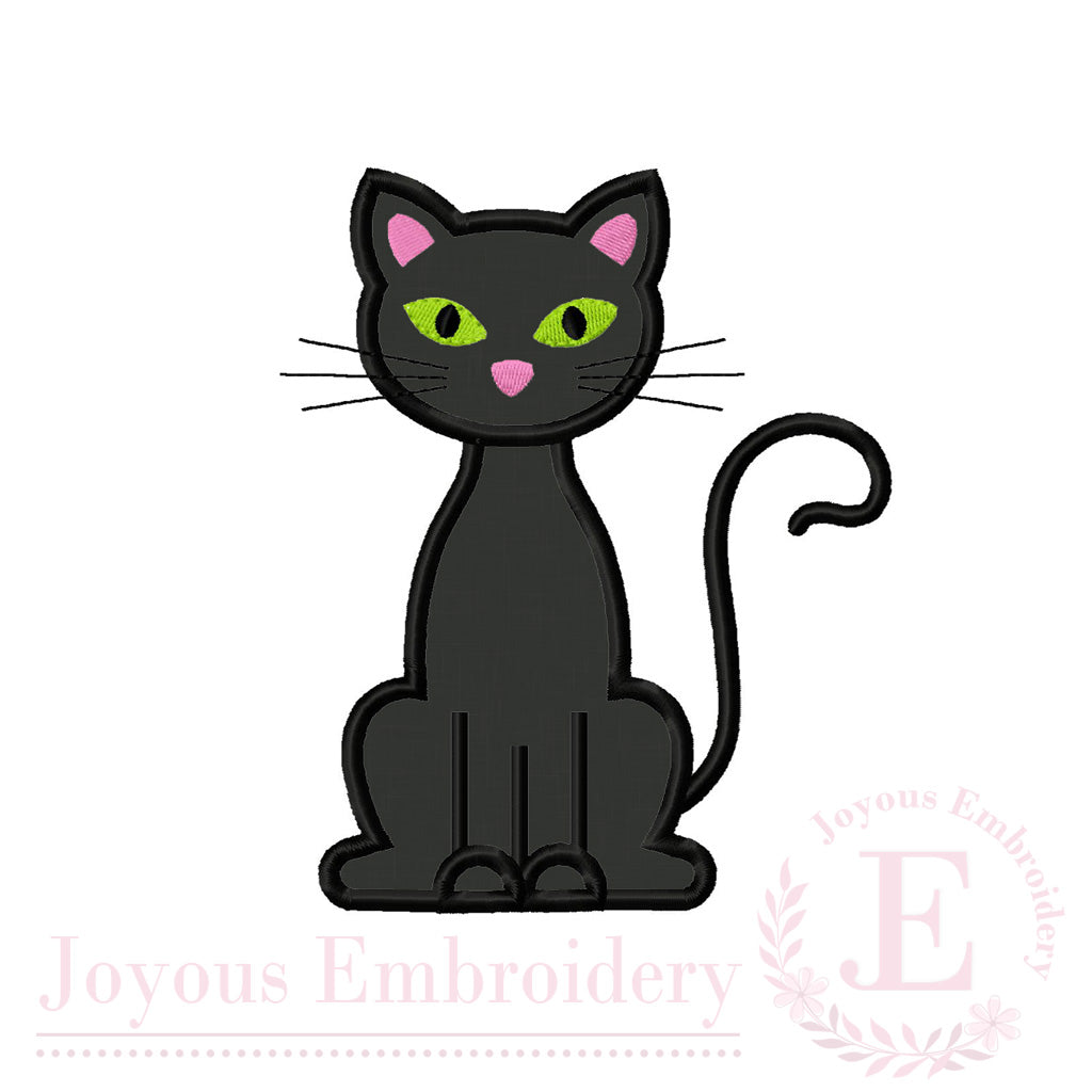 Halloween Black Cat Applique Embroidery File