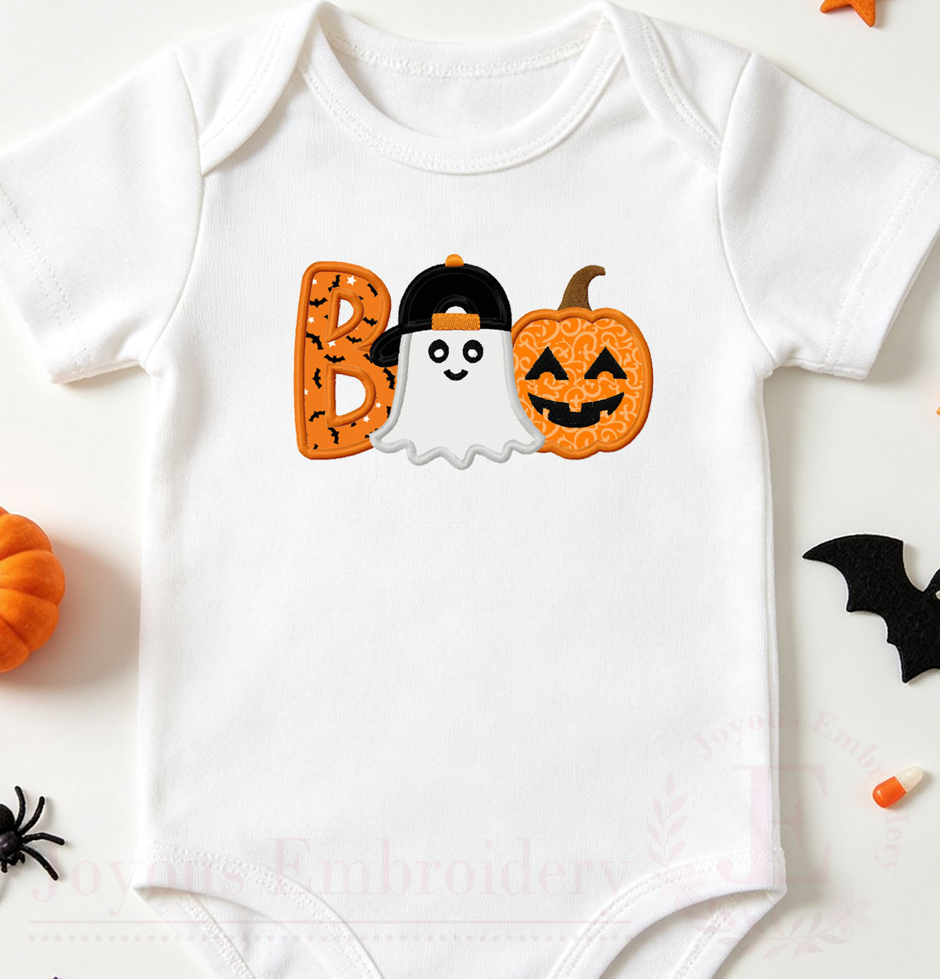 BOO Ghost Pumpkin Applique Embroidery Design