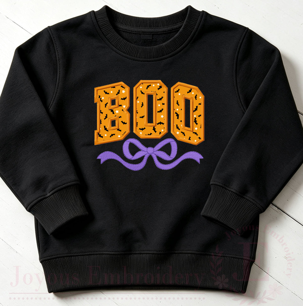 Boo Bow Applique Embroidery Design