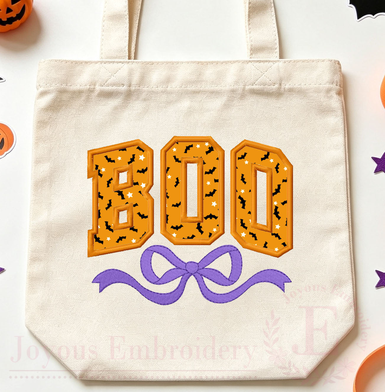Boo Bow Applique Embroidery Design