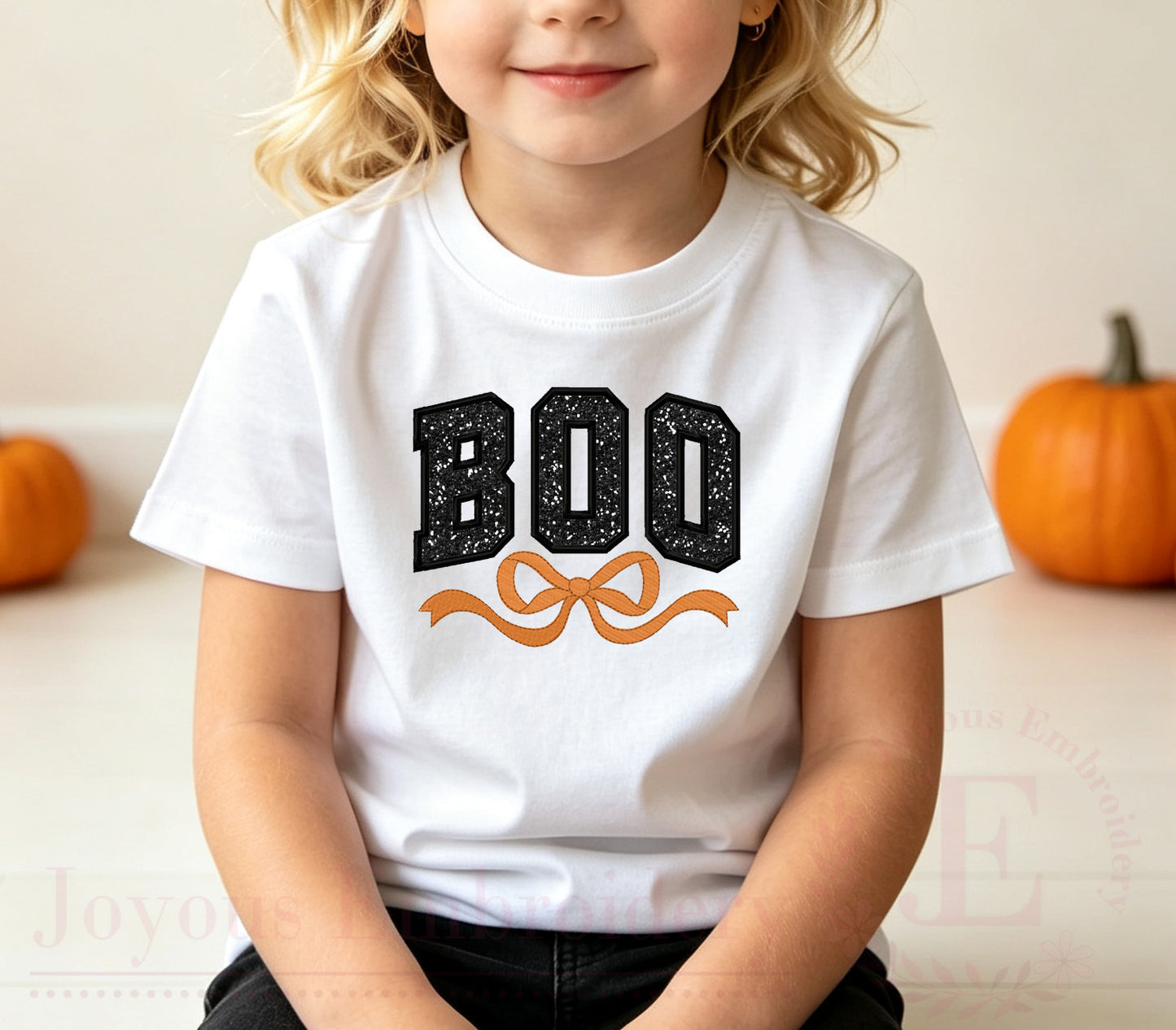 Boo Bow Applique Embroidery Design