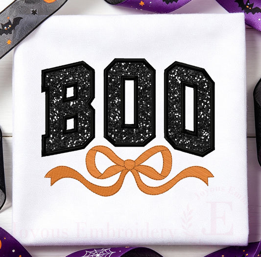 Boo Bow Applique Embroidery Design