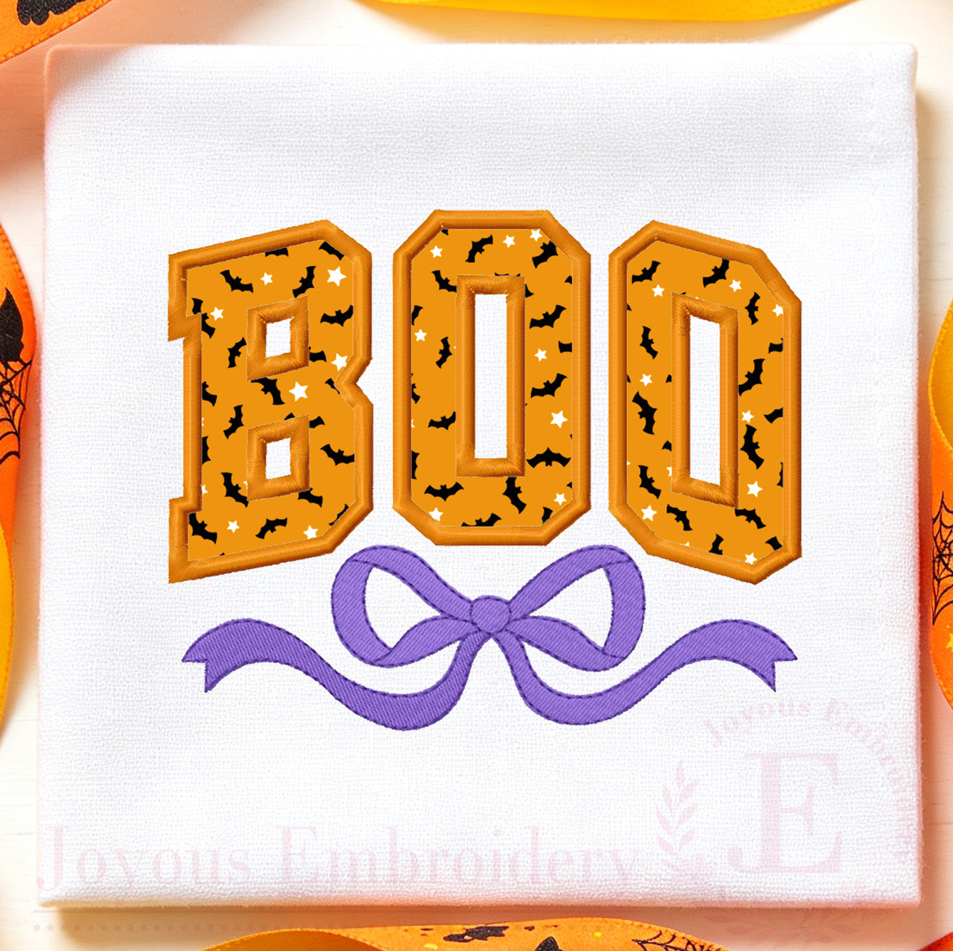 Boo Bow Applique Embroidery Design