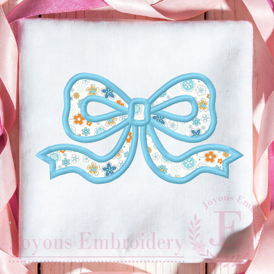 Bow Applique Embroidery Design, Outline Bow Machine Embroidery File,6 Sizes 9 Formats Digital Download