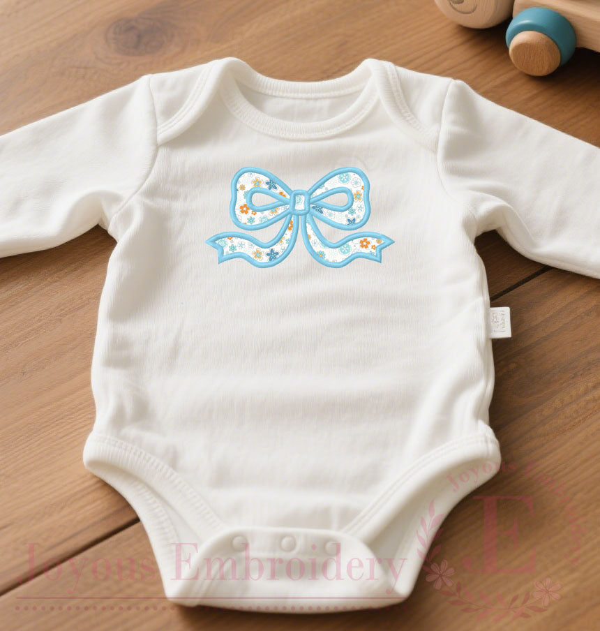 Bow Applique Embroidery Design, Outline Bow Machine Embroidery File,6 Sizes 9 Formats Digital Download