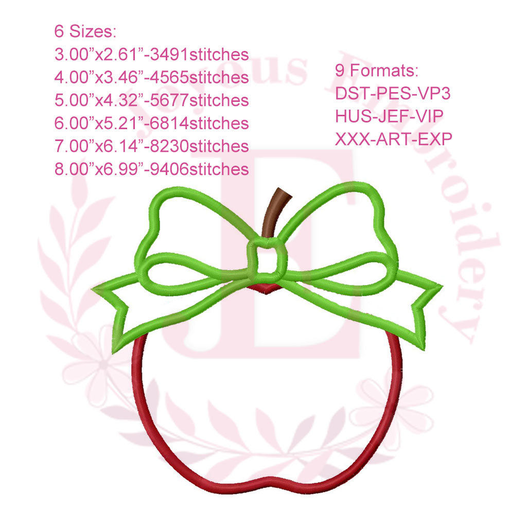 Apple Applique Embroidery File