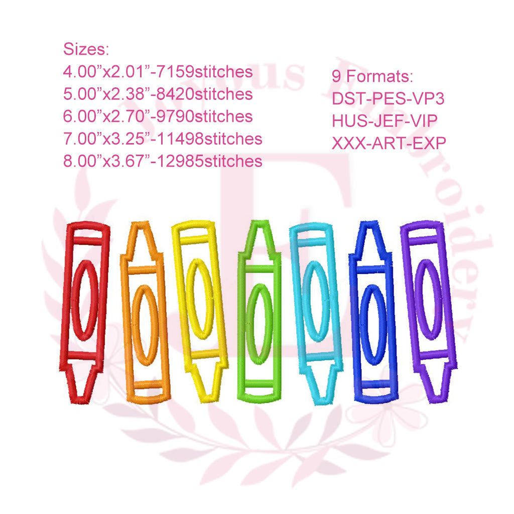 Crayon Outline Embroidery Design