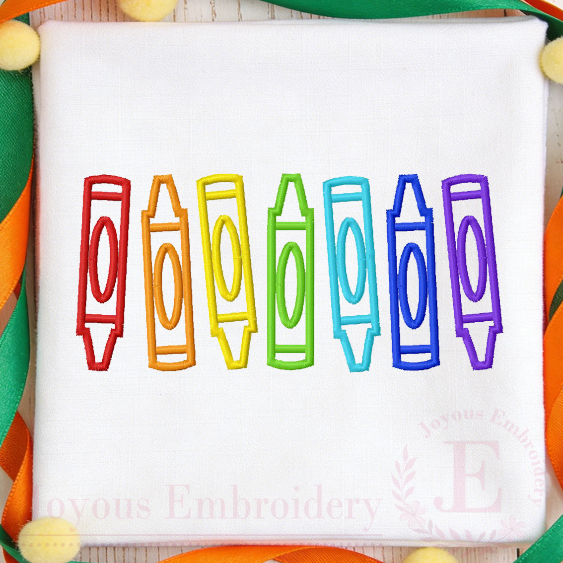 Crayon Outline Embroidery Design