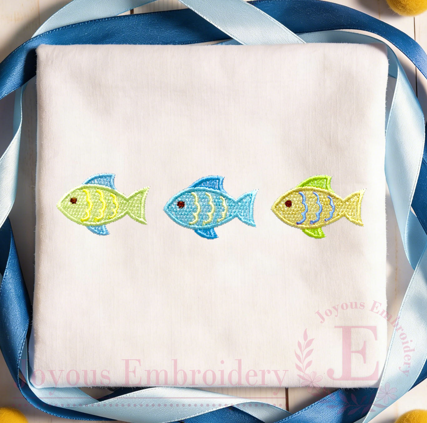 Fish Trio Embroidery Design, Mini Ocean Fish Embroidery File
