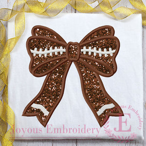 Football Bow Applique Embroidery Design