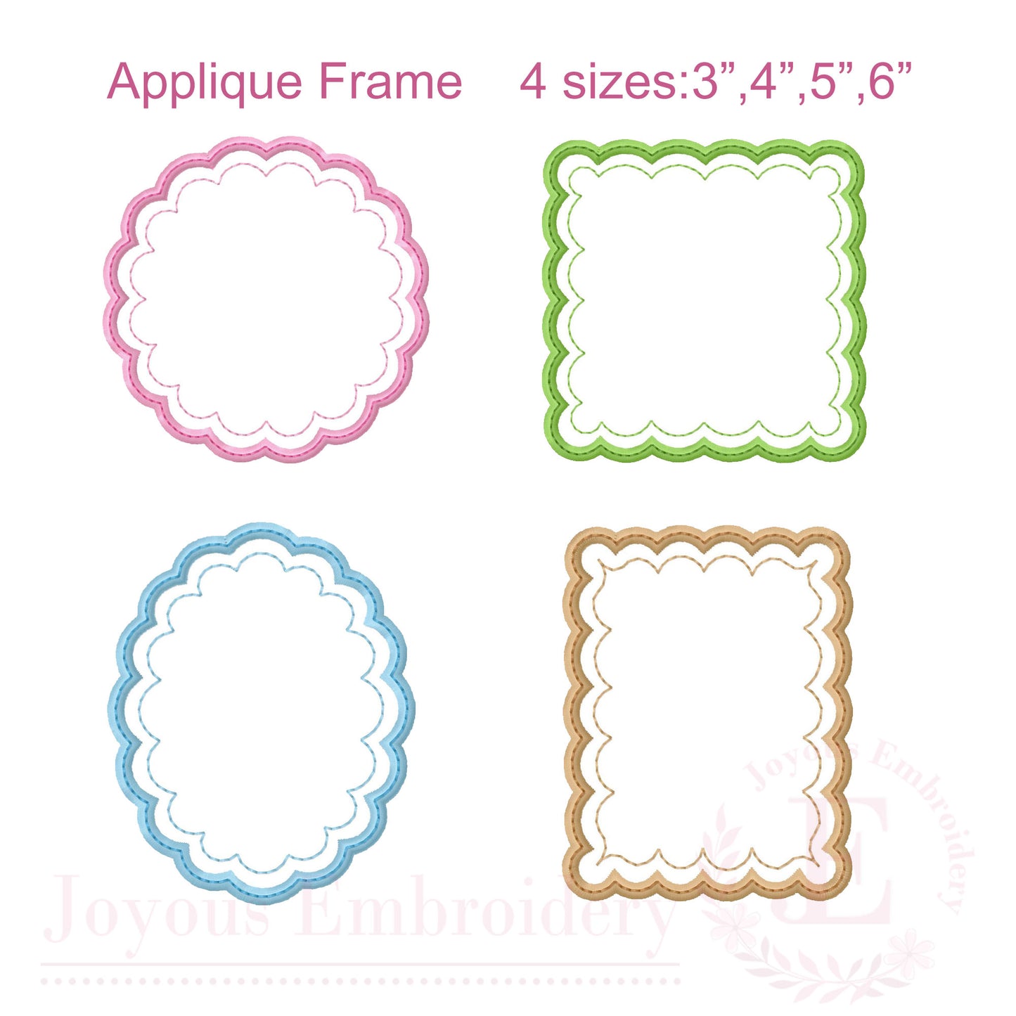 Frame Applique Embroidery Design Bundle,Circle Square Rectangle Oval Frame Embroidery File