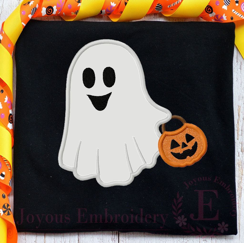 Ghost with Pumpkin Machine Embroidery Design