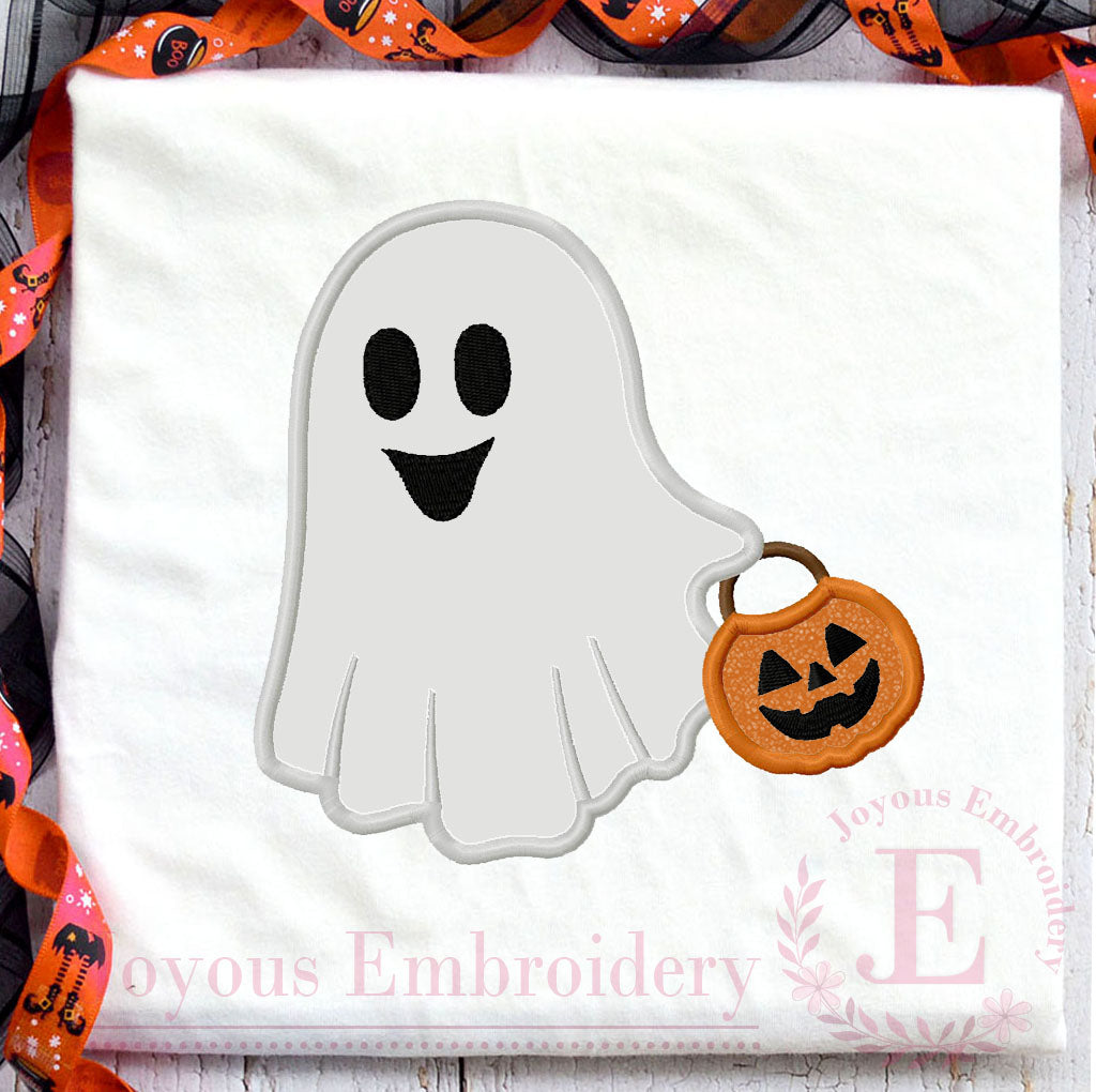 Ghost with Pumpkin Machine Embroidery Design