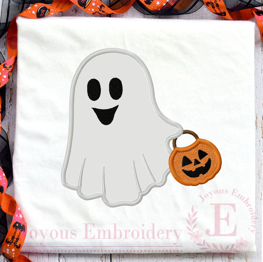 Ghost with Pumpkin Machine Embroidery Design