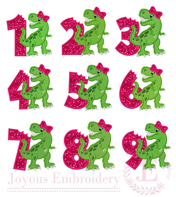 Birthday Rex Numbers Applique Embroidery Design