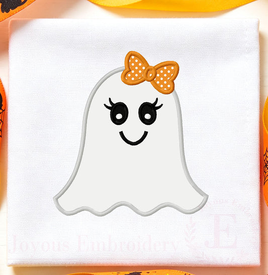Girl Ghost Applique Machine Embroidery Design