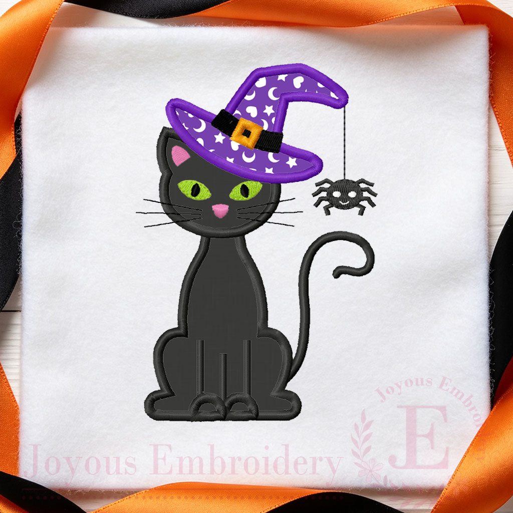 Halloween Cat Applique Embroidery Design