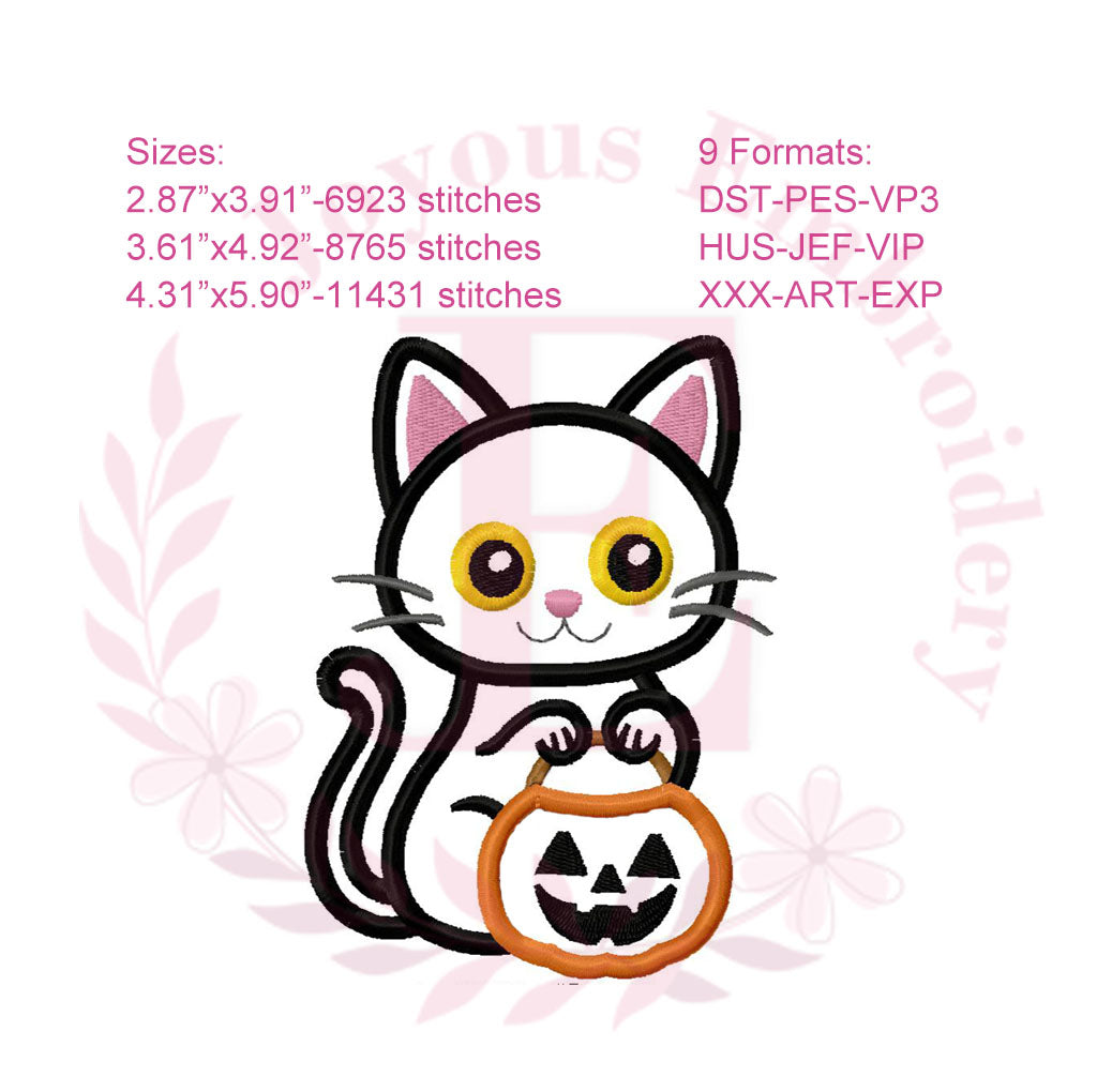 Halloween Cat Machine Embroidery Design