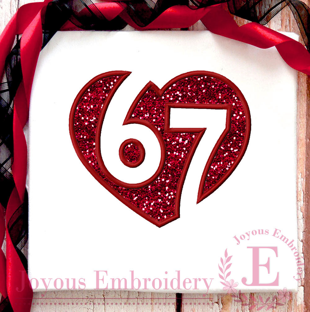 Valentine 6 7 Heart Applique Embroidery File,